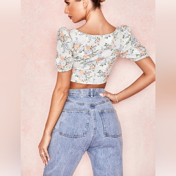 House of CB Tops Floral Print Puff Sleeve Top - Picture 4 of 16